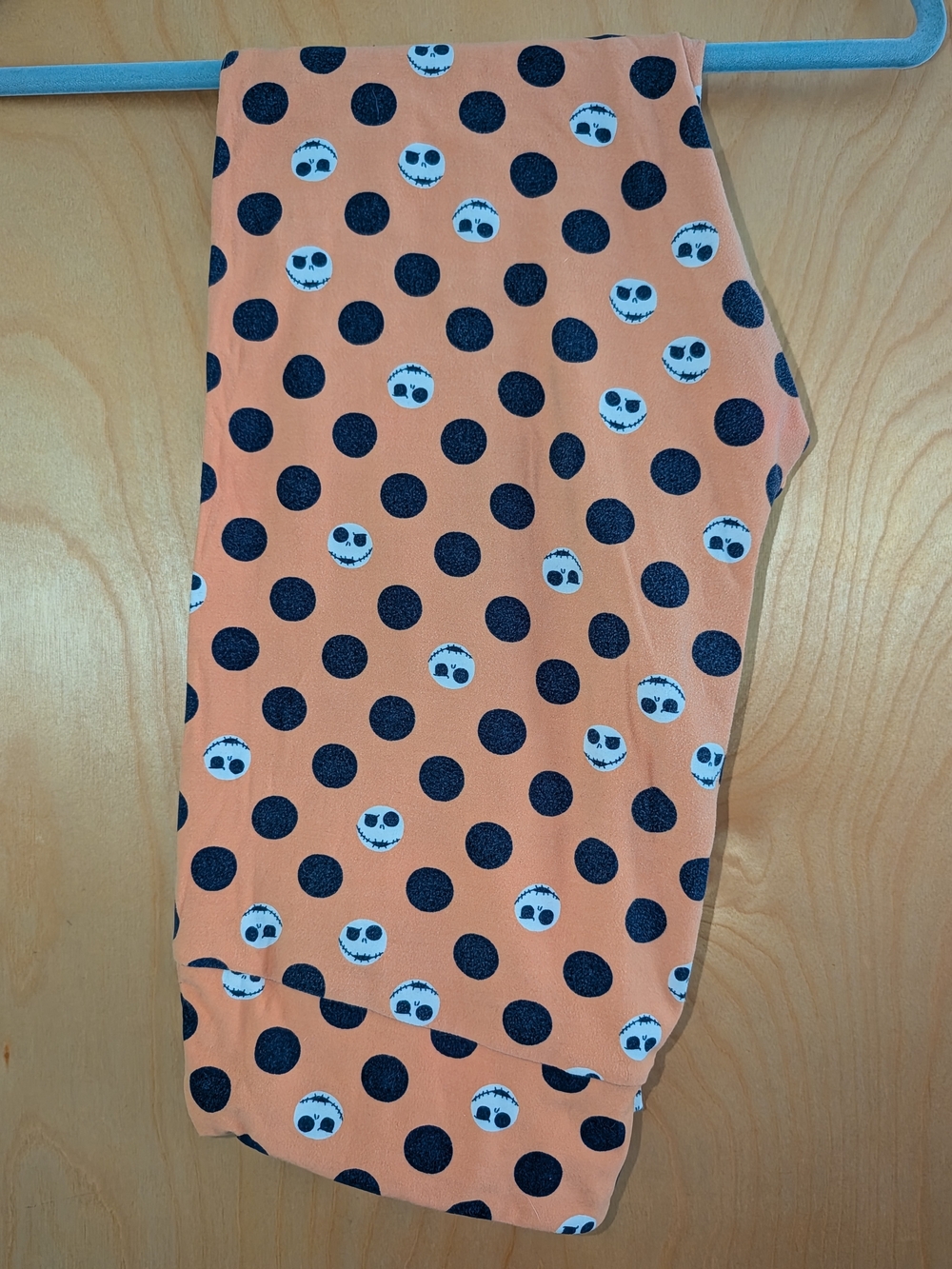 LuLaRoe Orange Leggings with Black Polka Dots and White 'Pumpkin King" - TC